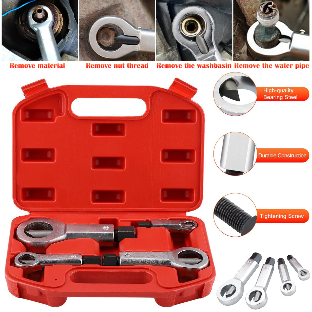 4Pcs Nut Splitter Cracker Set Heavy Duty 9-27mm Damaged Bolt Remover Tool