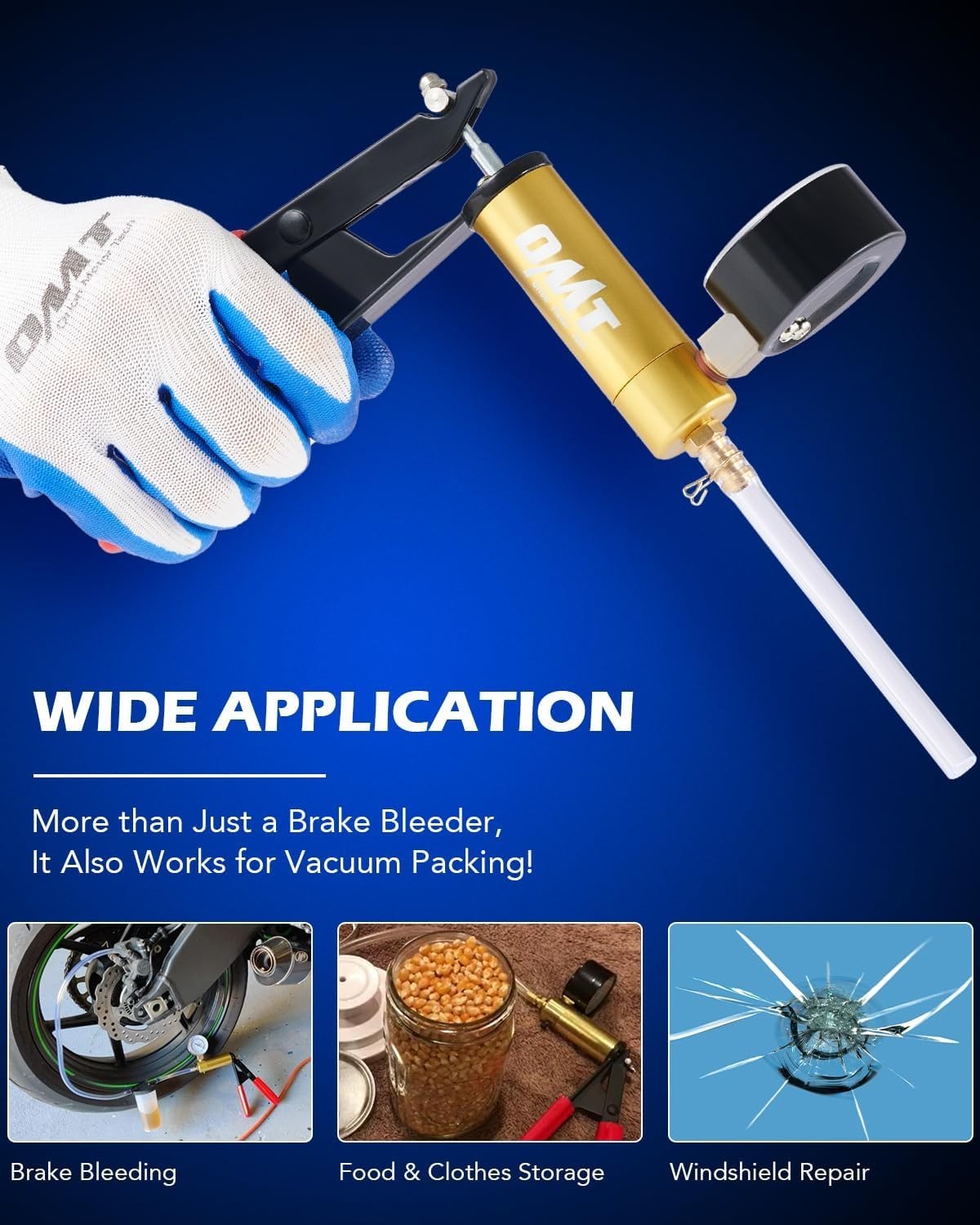 Brake Bleeding Kit with Hand Vacuum Pump and Pressure Gauge for Fluid Testing