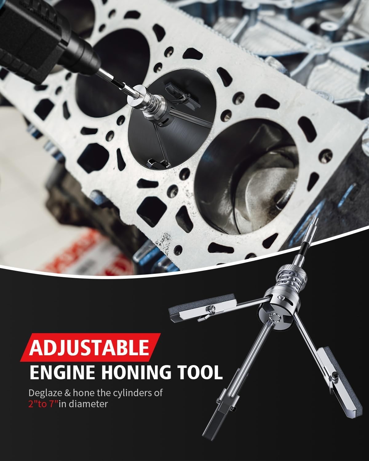Professional Engine Hone Tool Set with Self-Aligning Design for Precision Work