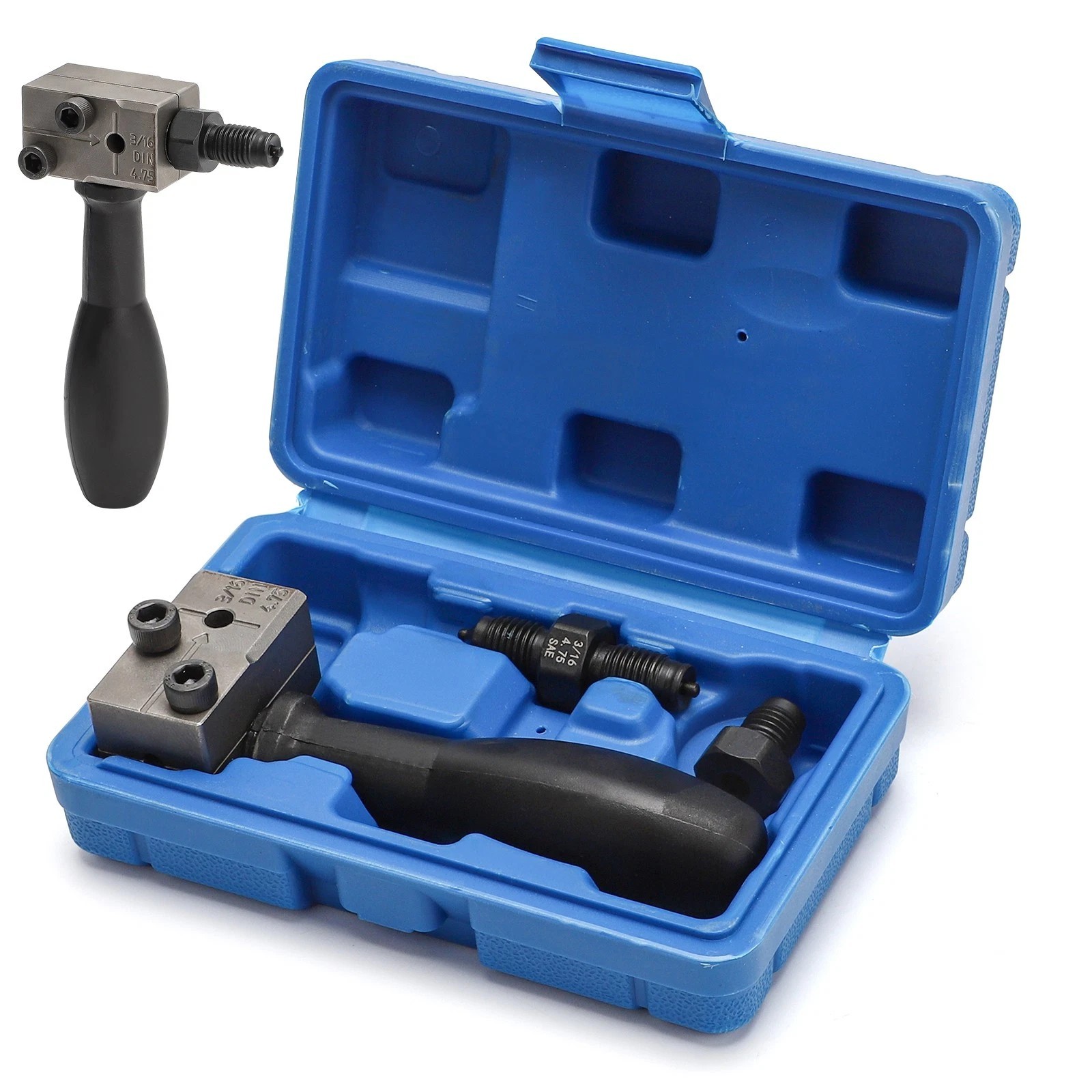 3/16 Car Brake Line Double Flaring Kit 45 Handheld Pipe Flares Tool w/ Storage