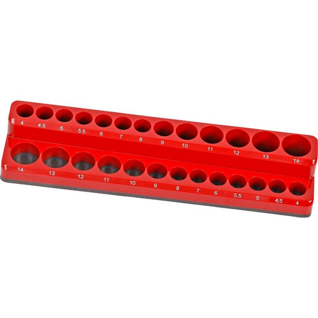 Neilsen 1/4″ Magnetic 26 Metric Socket Holder Rail Retaining Holders 4mm – 14mm