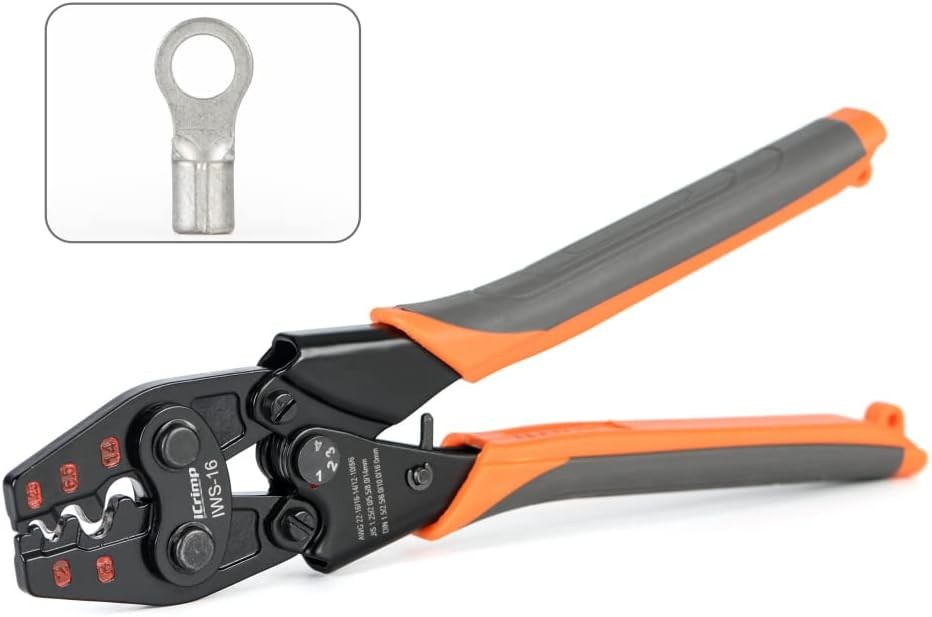 iCrimp Non Insulated Terminal Crimper, AWG 22-6 Ratchet IWS-16 AWG22-6, Black