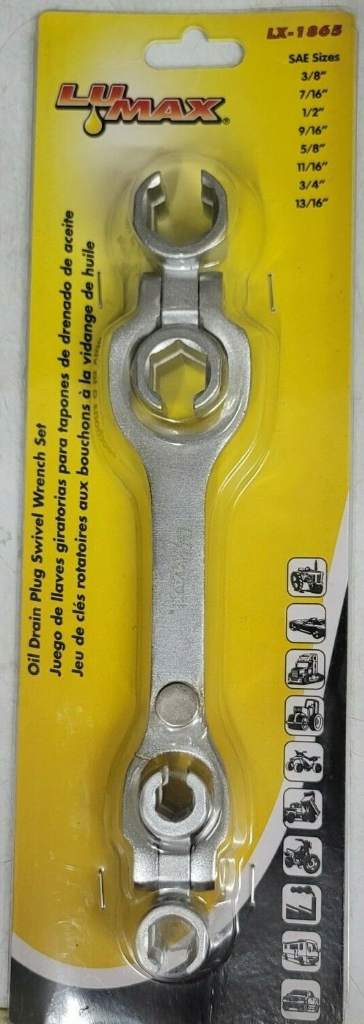 LUMAX SAE Magnetic Oil Drain Plug Swivel 8-in-1 Wrench 3/8″ to 13/16″ #LX-1865