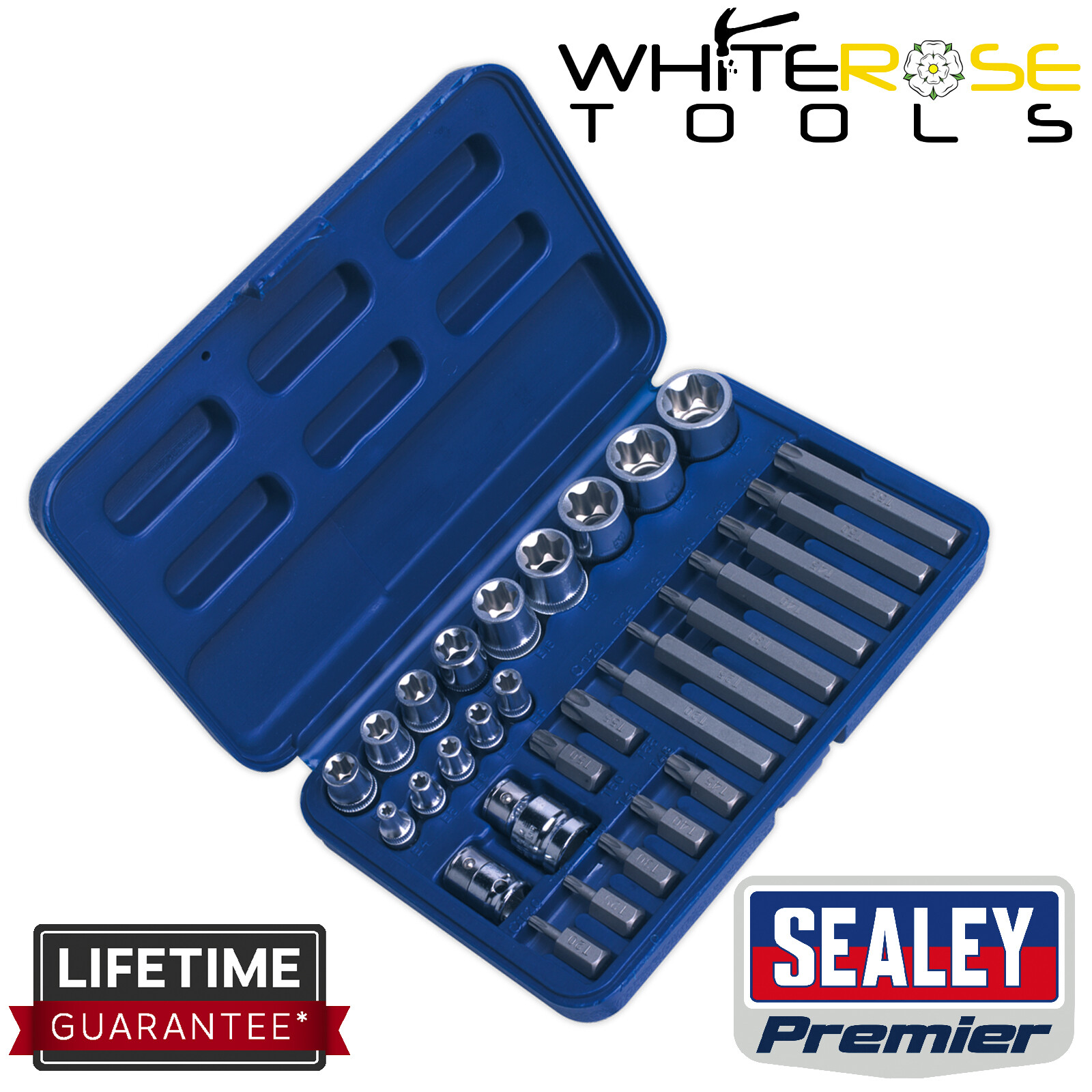 Sealey Socket Bit Set 30pc 1/4″, 3/8″ & 1/2″Sq Drive Premier TRX-Star*