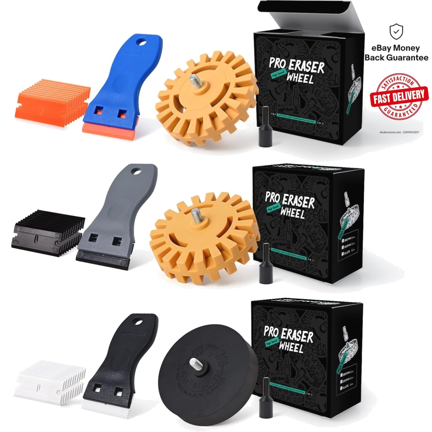 3 Pack Vinyl and Adhesive Remover Wheels: Safe on All Surfaces, Includes Blades