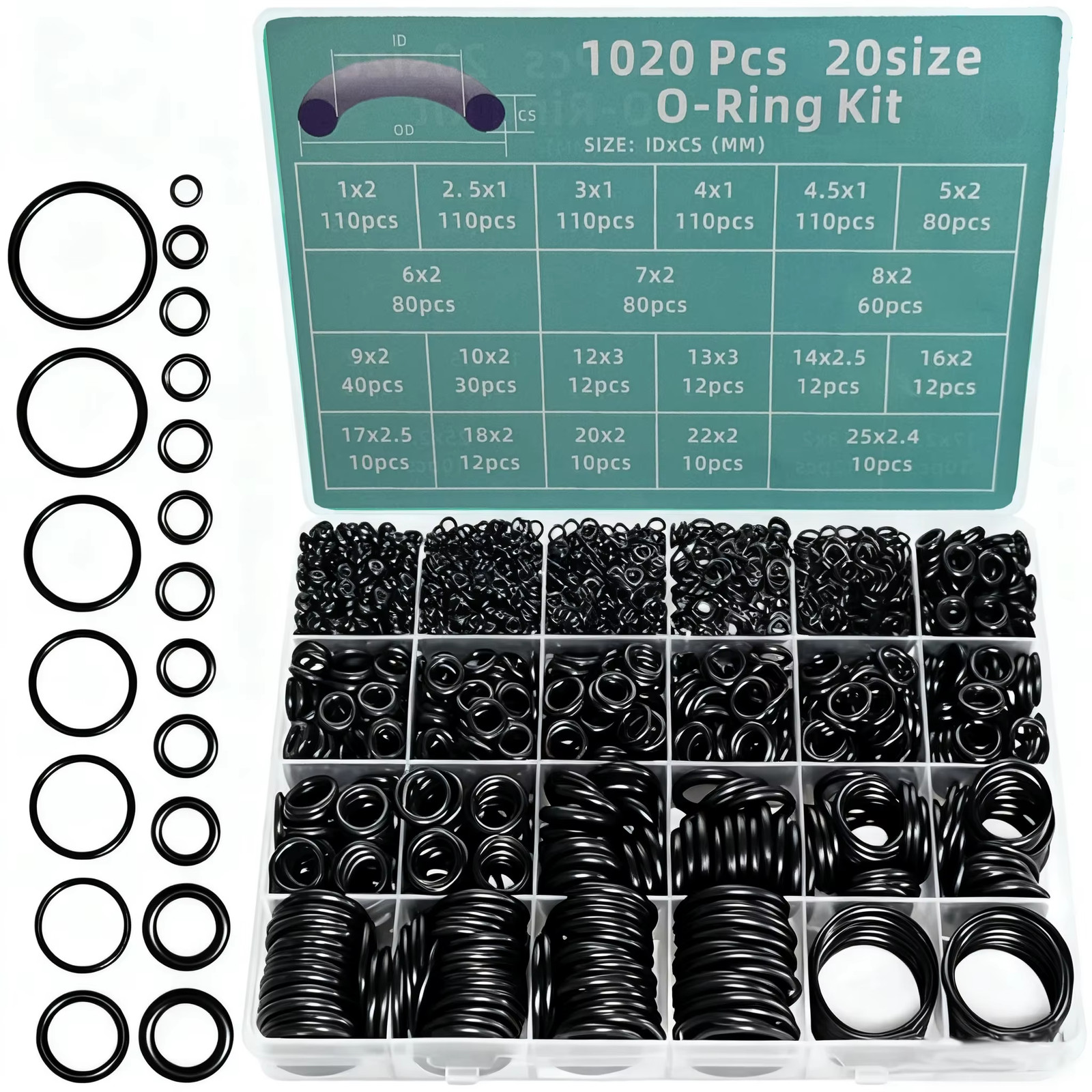 1020Pcs Boxed Nitrile O-Ring Repair Kit Sealing Ring Set