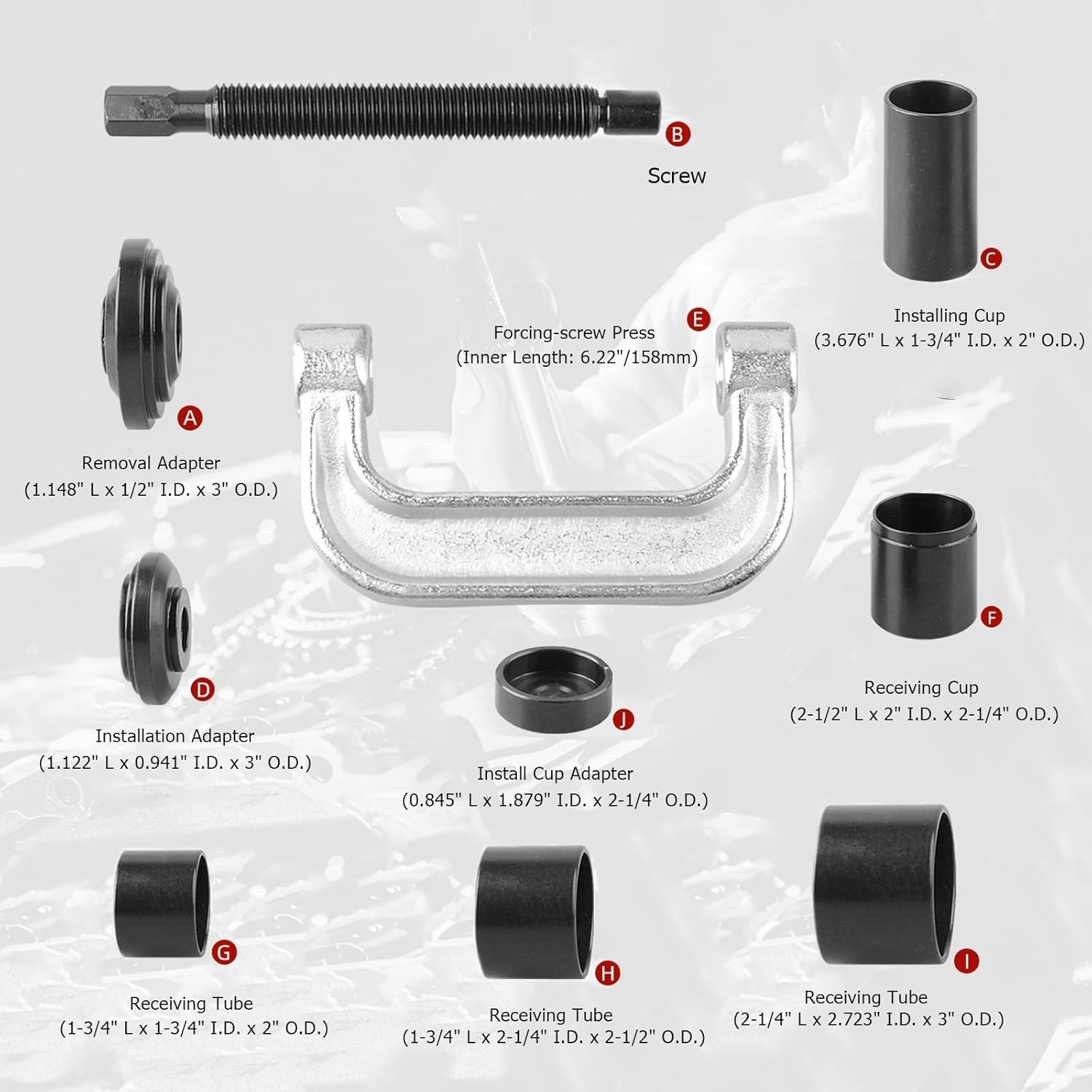 Ball Joint Press & U Joint Removal Tool Kit w/ 4×4 Adapters Case