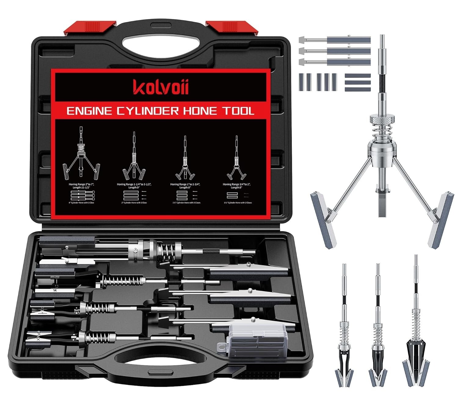 Cylinder Hone Tool Set with Tool Box, Adjustable Engine Cylinder Honing Tool