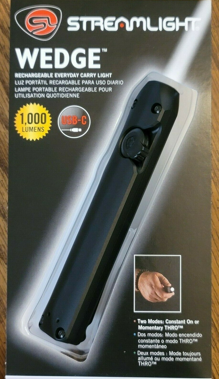 New Streamlight Rechargeable “Wedge” Pocket Light, 1,000 Lumens, Black #88810