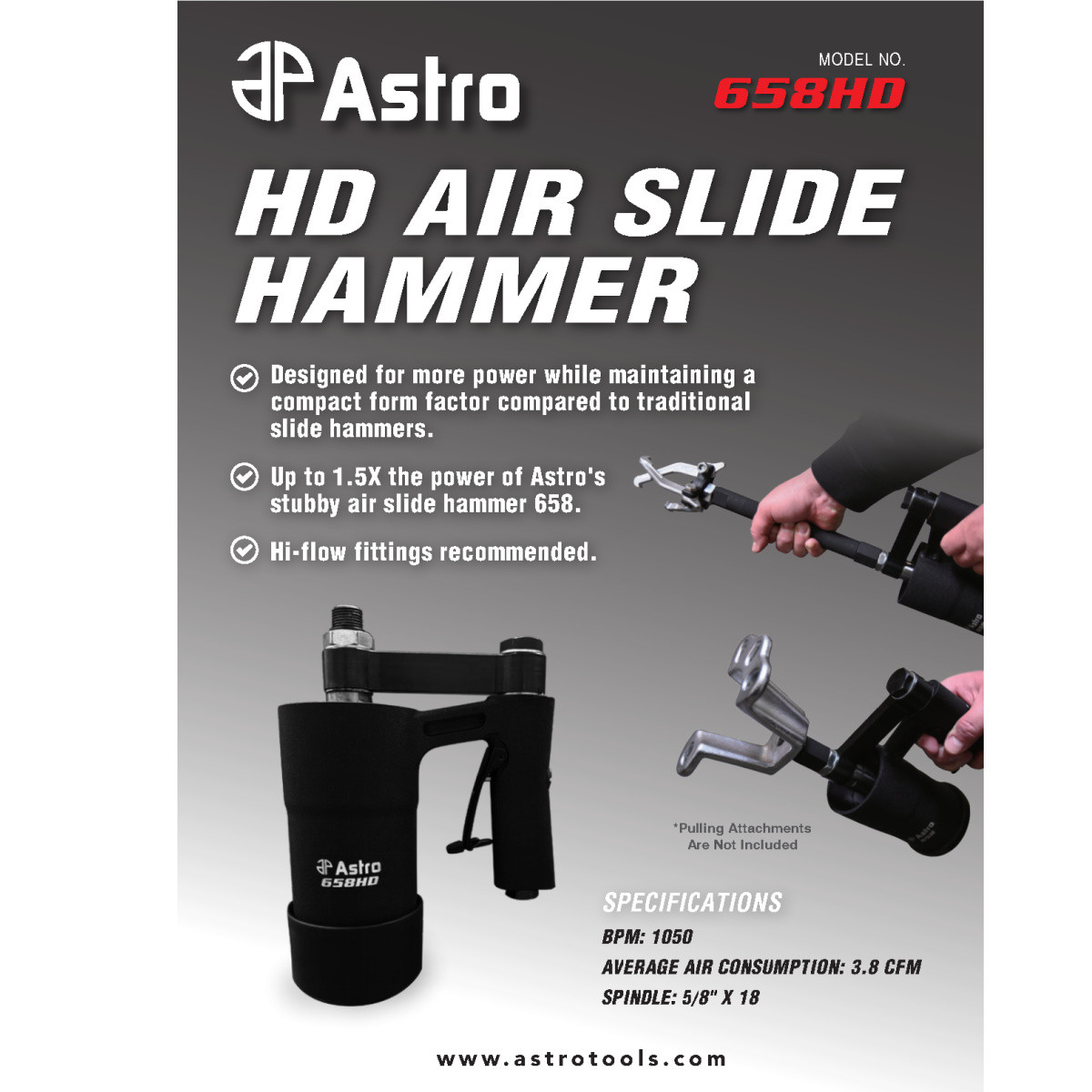 Astro Pneumatic 658HD Air Powered Slide Hammer Puller Heavy Duty Automotive