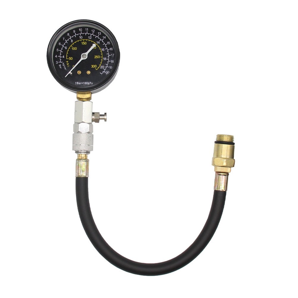Engine Compression Test Kit with 0-300 PSI Gauge Metal Plastic Construction