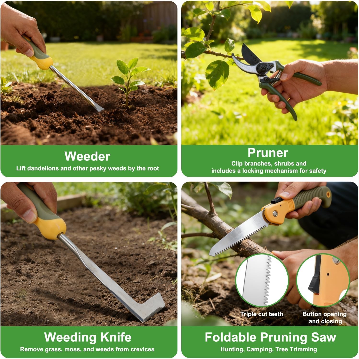 9 Pcs Garden Tools Set Gardening Supplies Gifts Hand Tool Kit Yellow Green