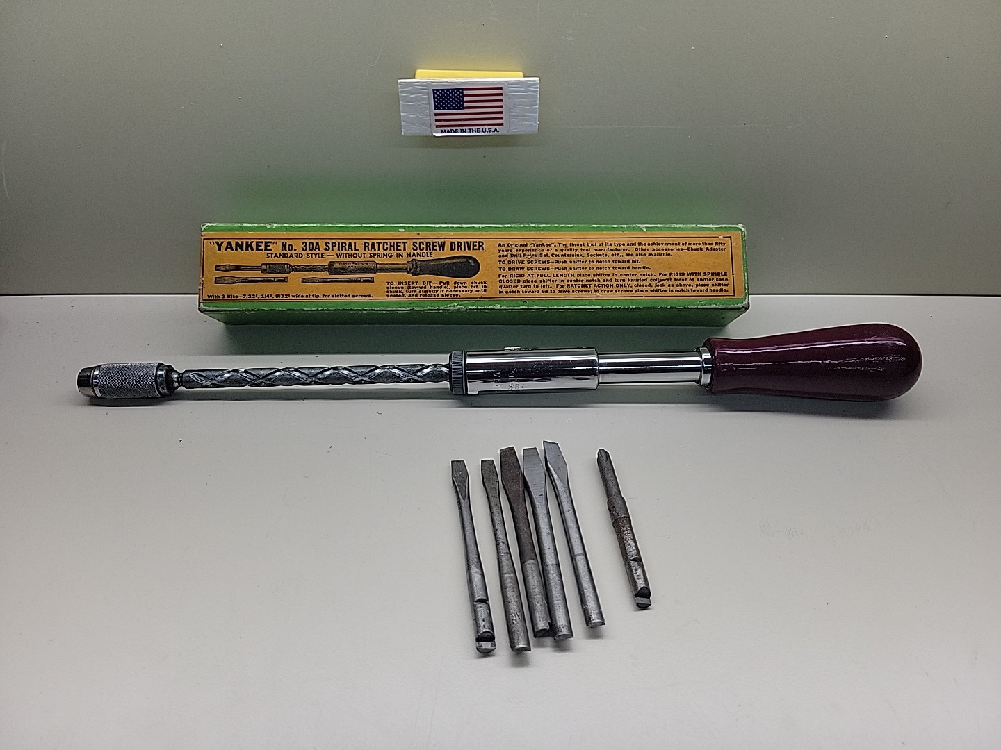 Stanley Yankee 30A Ratcheting Screwdriver w/ BOX 6 Bits Non-Spring USA Made