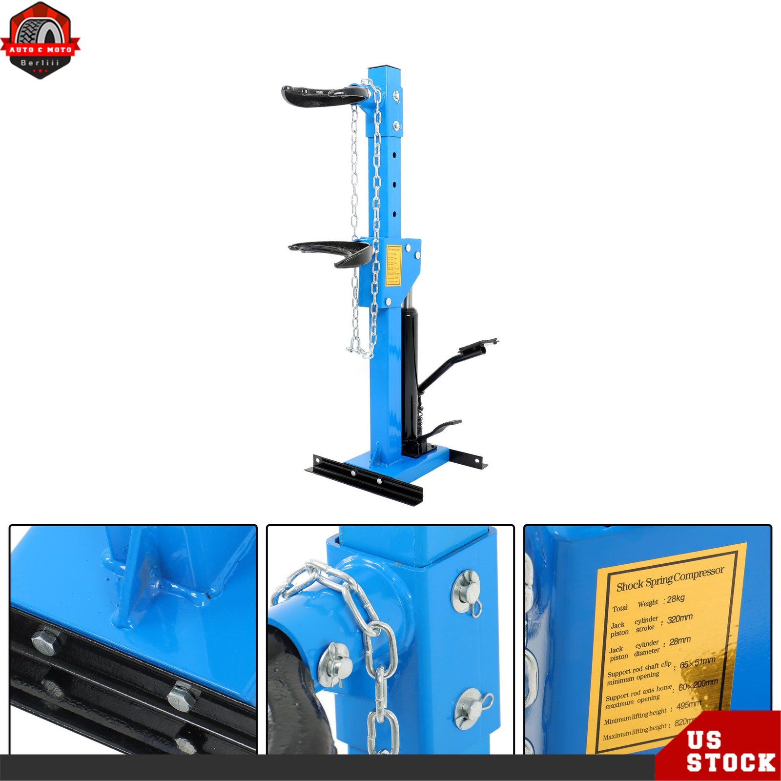 4.5T Hydraulic Strut Spring Compressor with 4 Spring Clasps For Cars SUVs Trucks