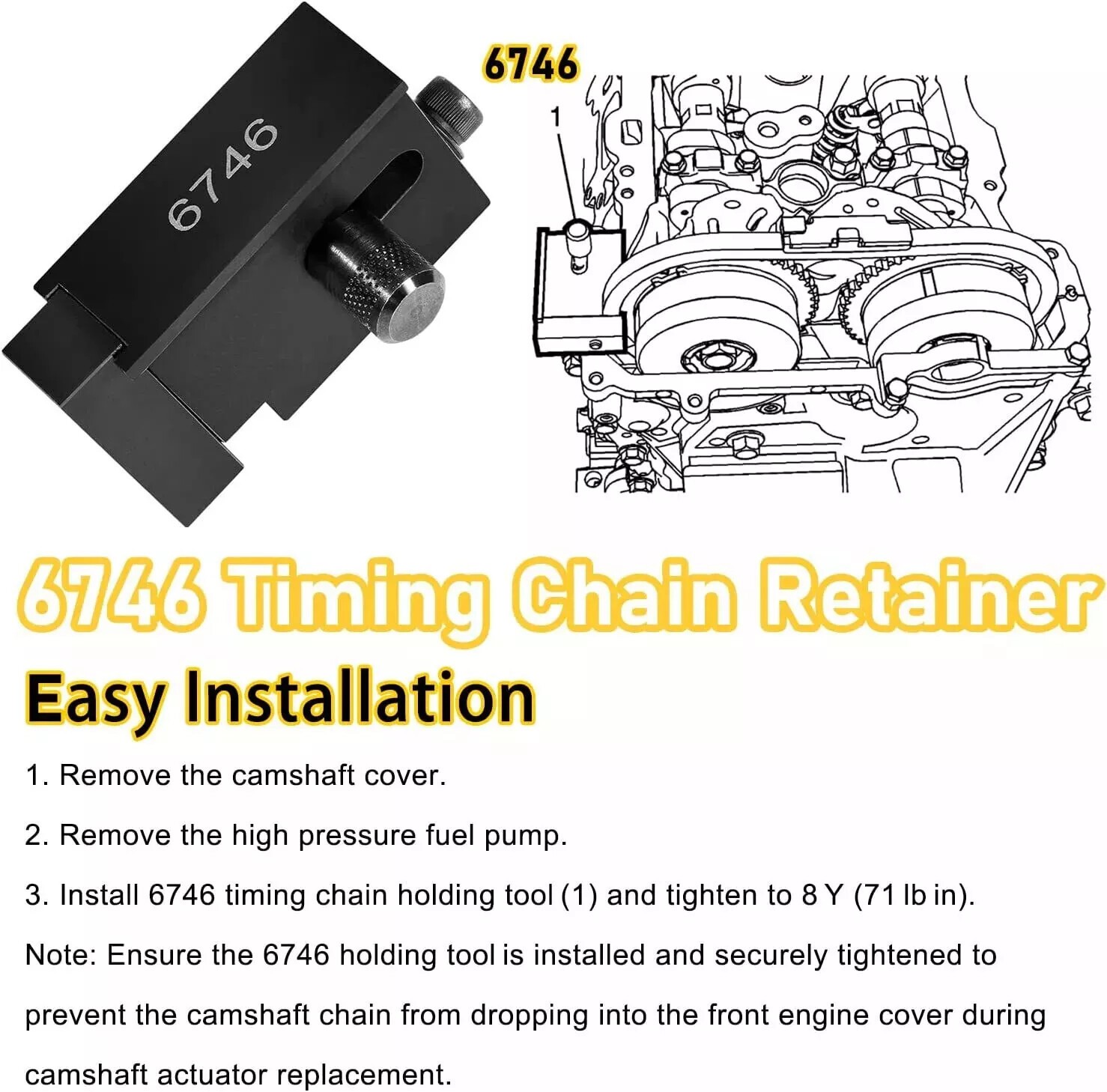 6746 Timing Chain Holding Tool EN-50656 Timing Chain Retainer For Malibu And ATS
