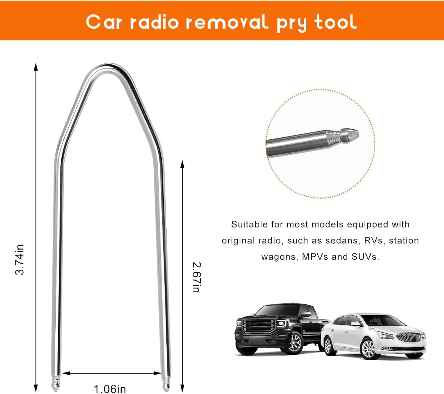 2 Pcs Car Radio Removal Pry Tool, U-Shaped Stainless Steel Stereo Disassembly