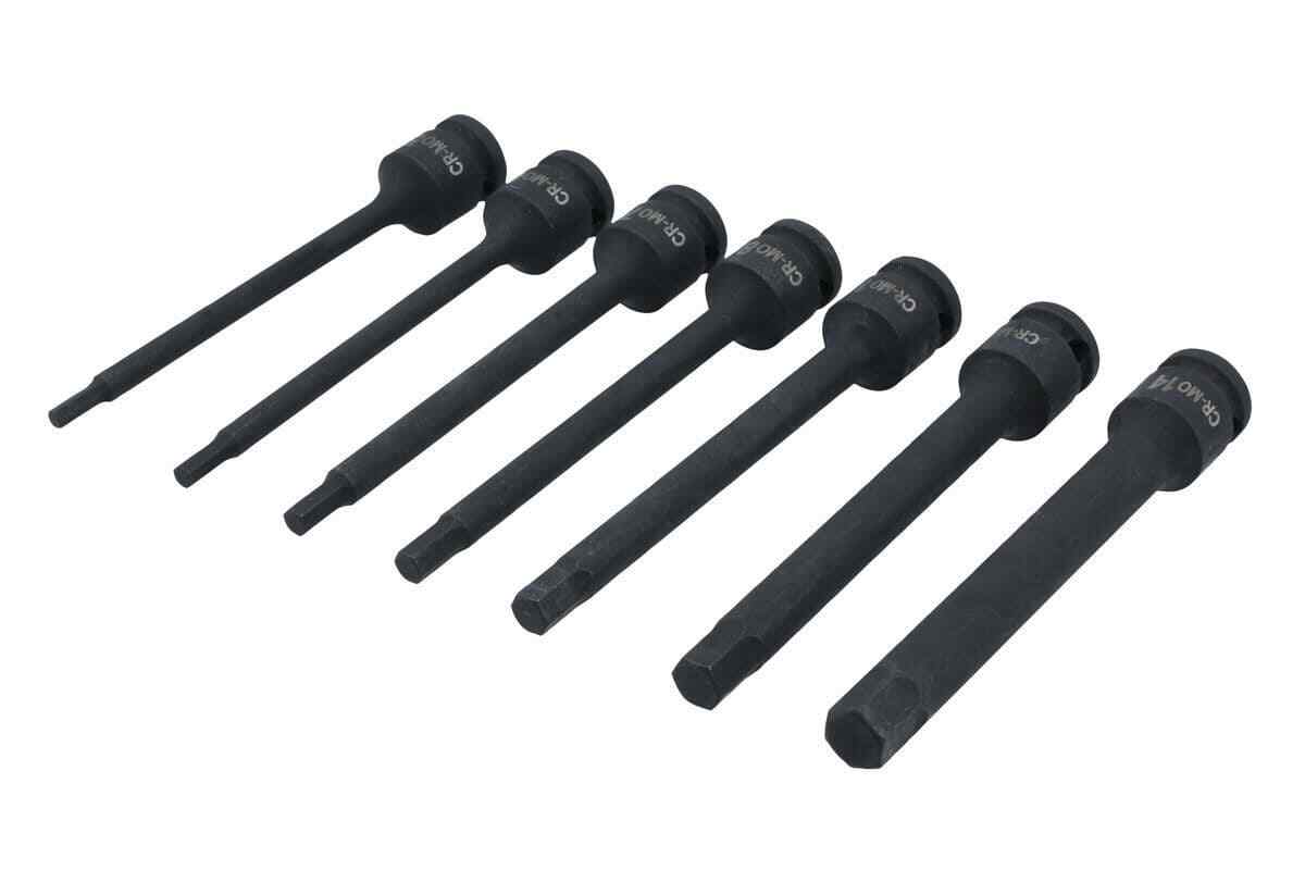 Laser 8580 Extra Long 150mm Reach Impact Hex Bit Set 1/2 Drive 7 Piece TS3