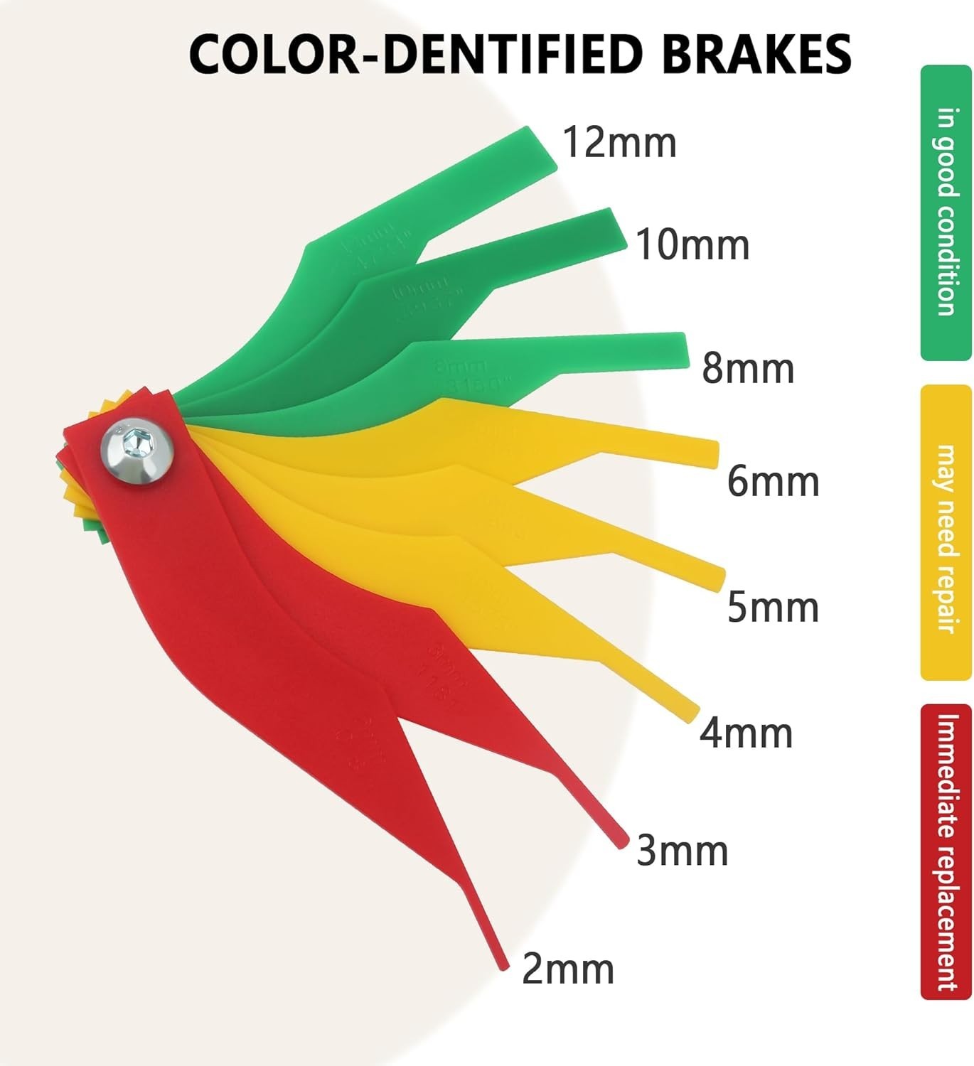 Lightweight Brake Pad Thickness Gauge – 8PCS Set with Metric & SAE Measurements