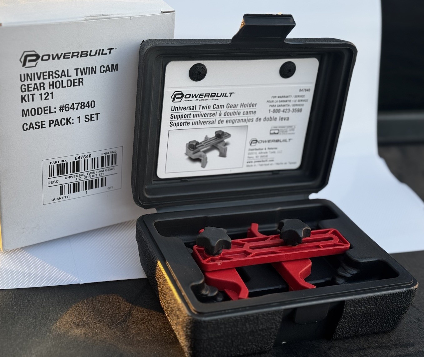 Powerbuilt 647840 Universal Twin Cam Gear Holder Kit 121 Timing Tool w/ Case