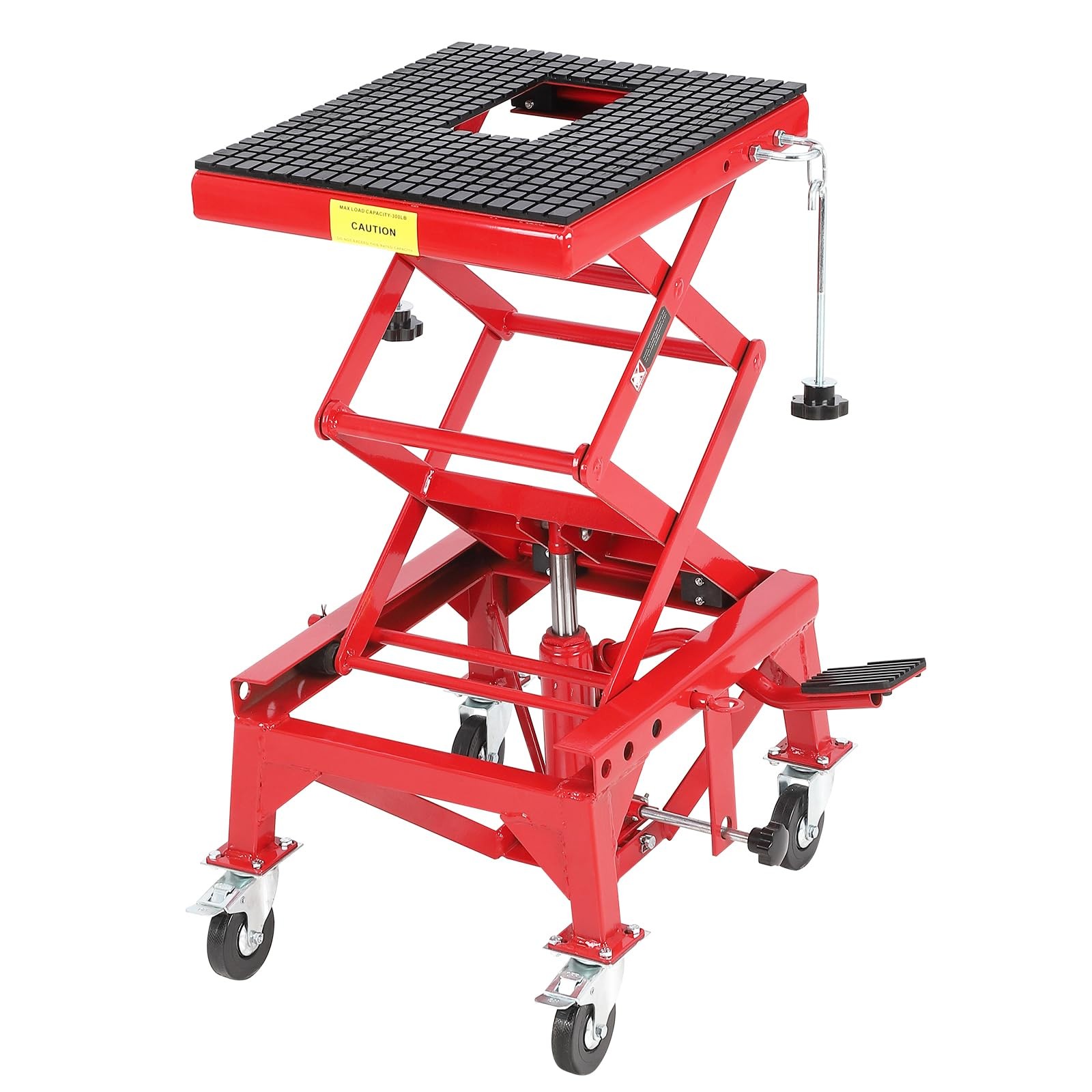 Hydraulic Motorcycle Lift Table 350 LBS Dirt Bike Scissor Jack Stand w/4 Wheels