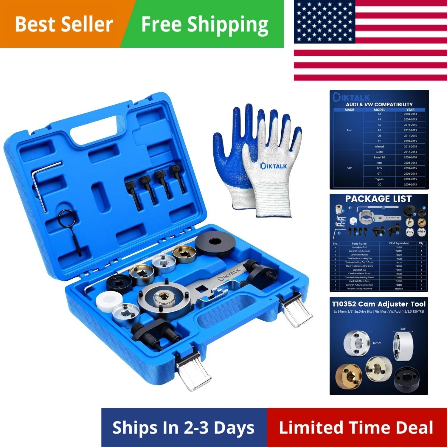 Timing Tool Set Compatible with Audi/VW VAG 1.8 2.0 TSI/TFSI, 21 PCS Timing T…