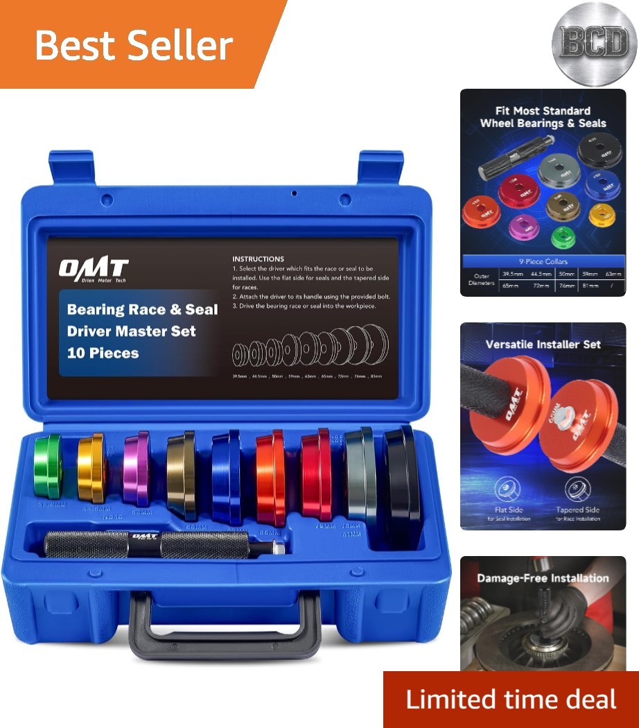 10-Piece High-Strength Bearing Press Kit with Dual-Sided Adapters – Aluminum
