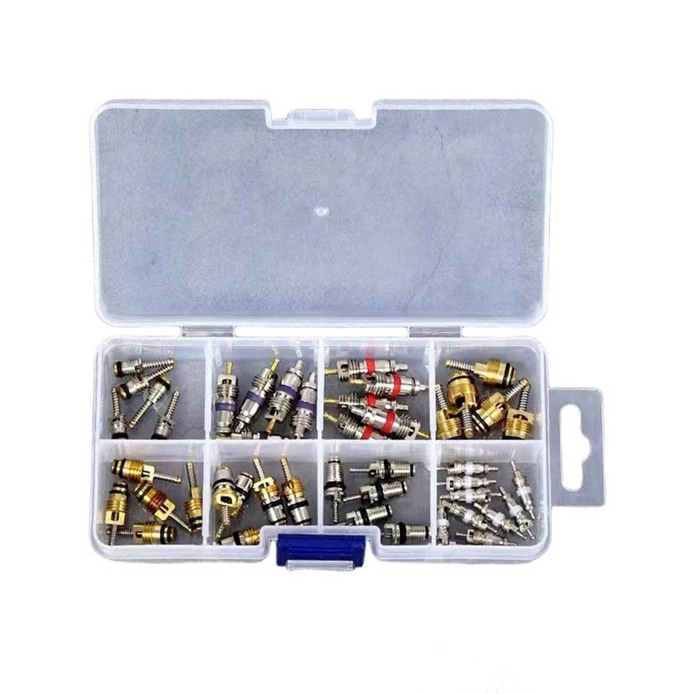 Brass AC Valve Core Kit 45PCS 8 Types for Auto Air Conditioning Systems