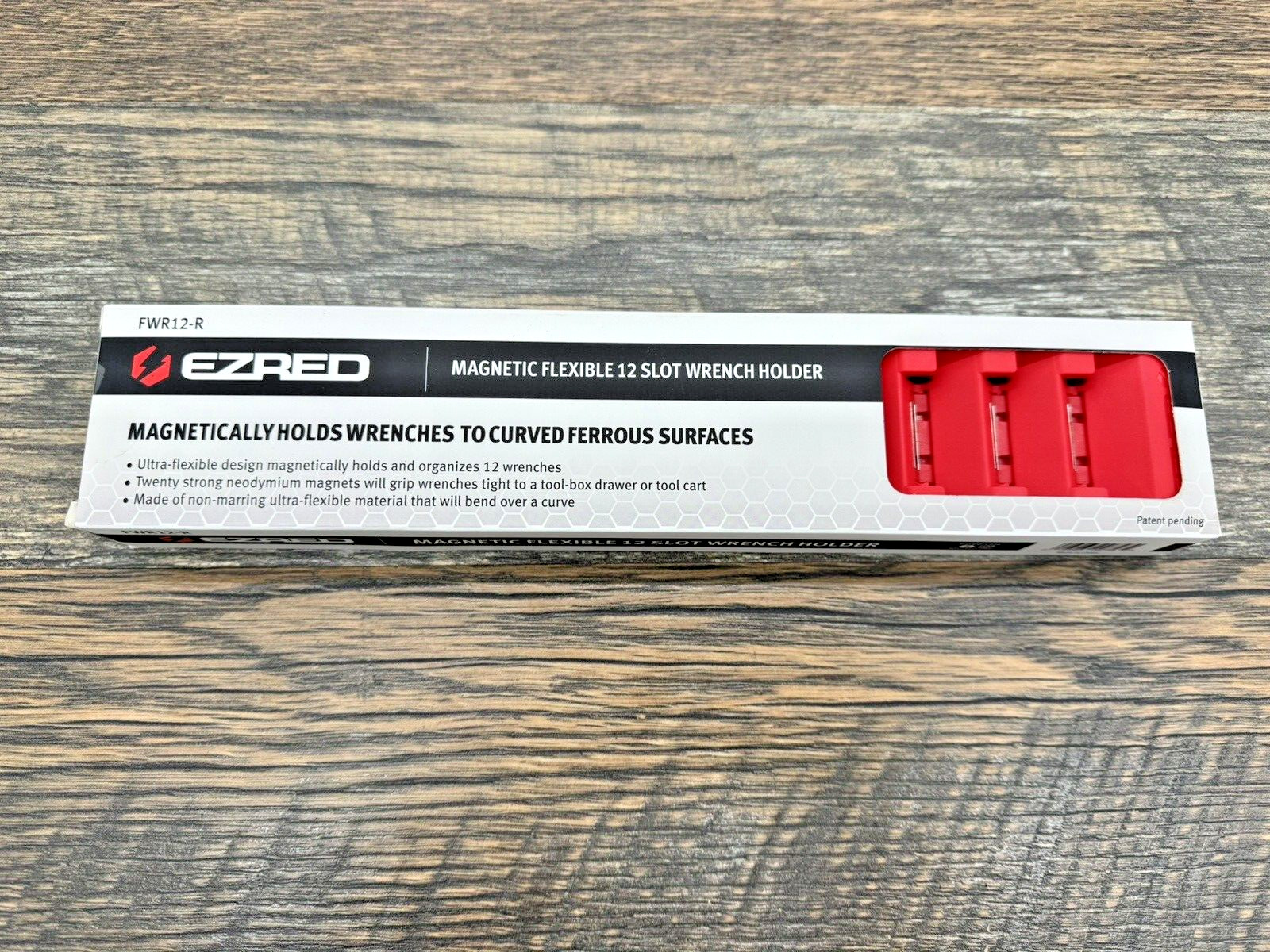 New EZ RED Flexible Super Magnetic 12 Slot Wrench Holder Rack, Red #FWR12-R