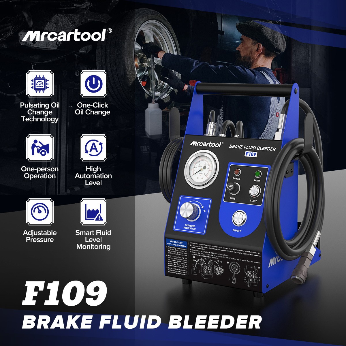 Automatic Brake Bleeder 110V Vacuum Brake Fluid Bleeder Kit with 10 Adapters