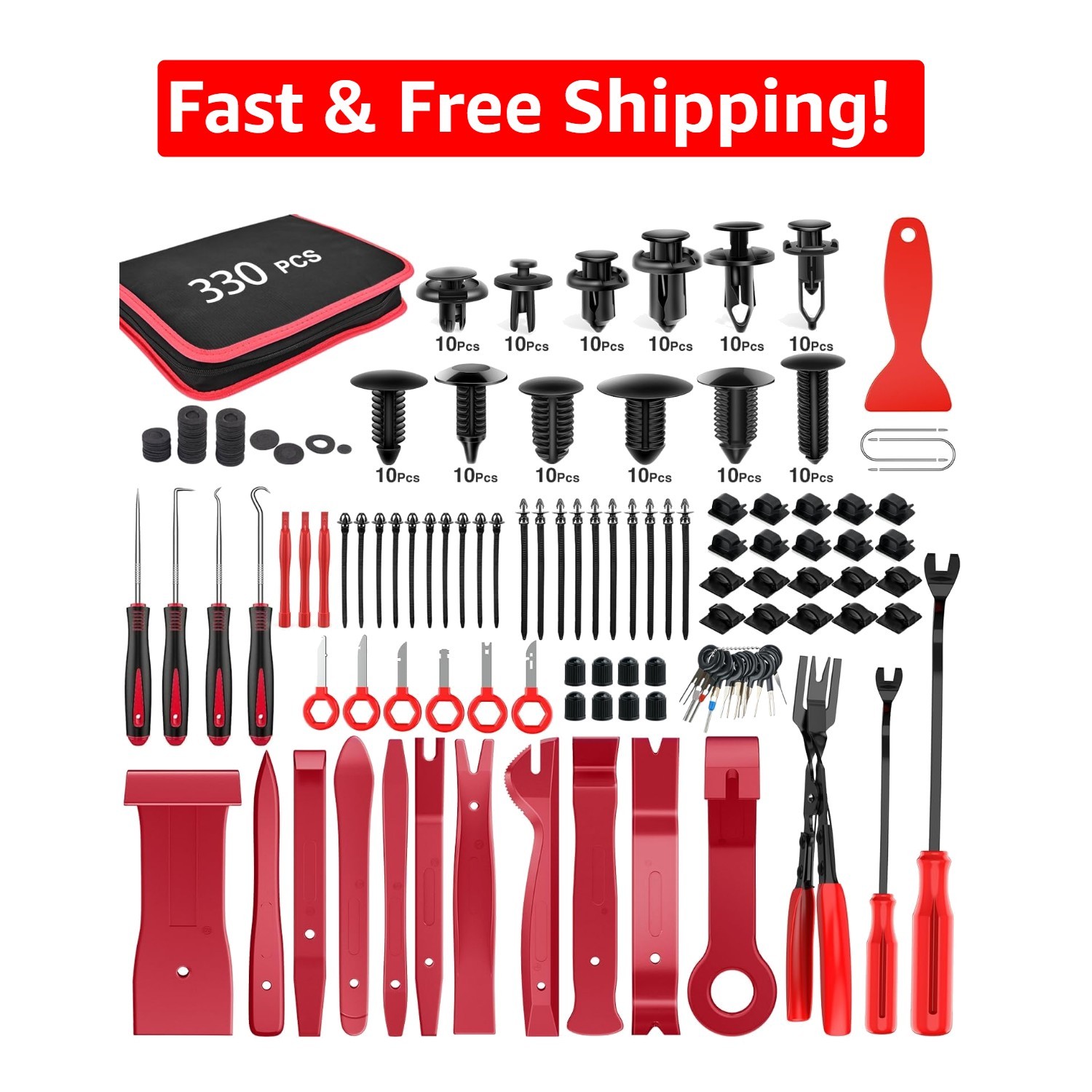 Multifunctional 330-Piece Car Panel Removal Tool Set with Portable Storage Bag