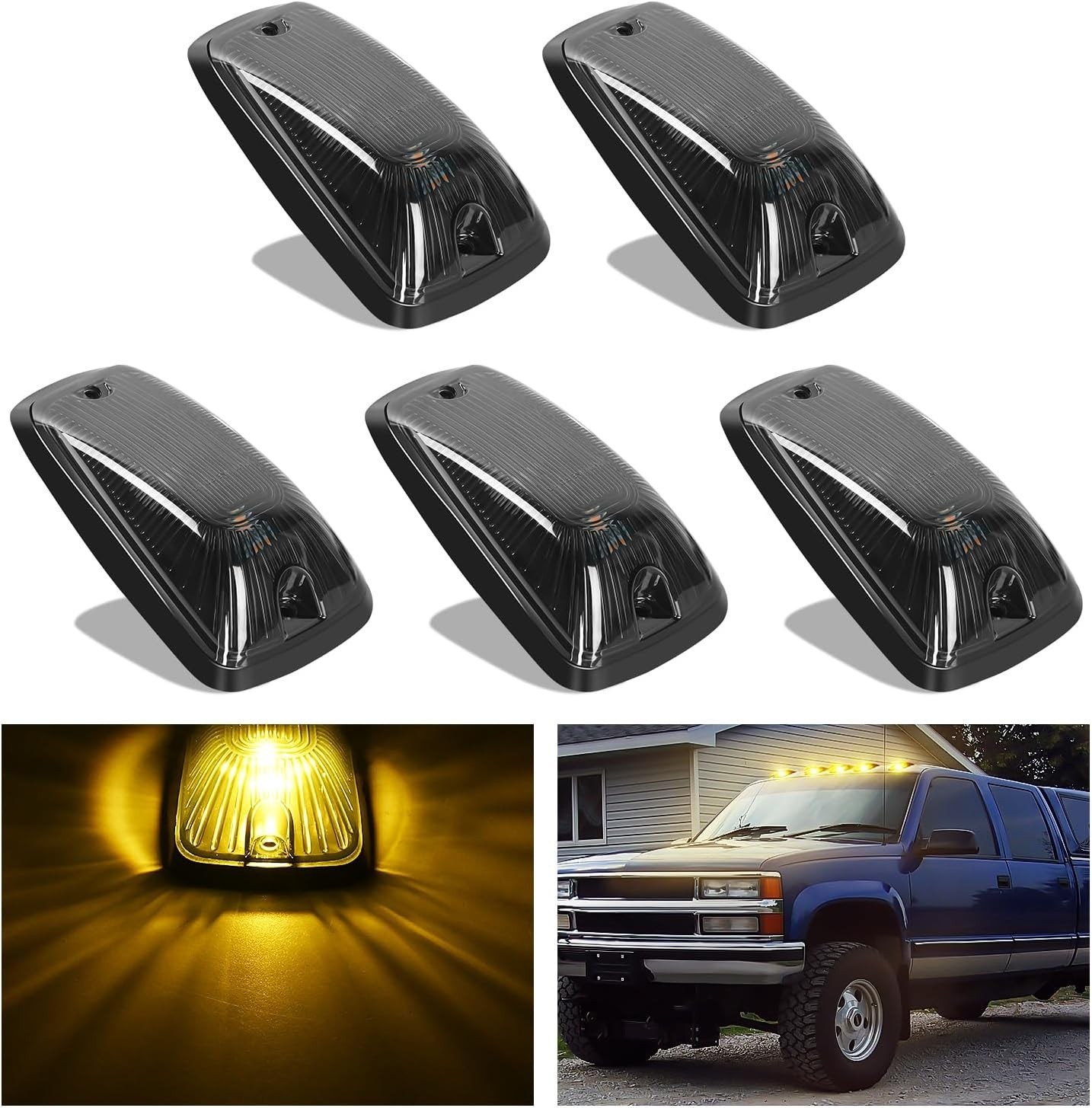 Smoked Amber LED Cab Marker Lights for 1988-2002 Chevrolet Pickup Trucks