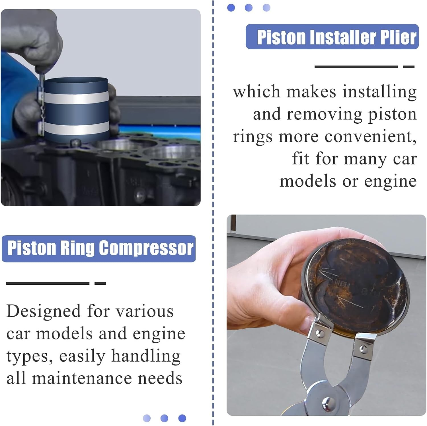 Piston Ring Compressor Installer Removal Tool for Car Engine with Piston Inst…