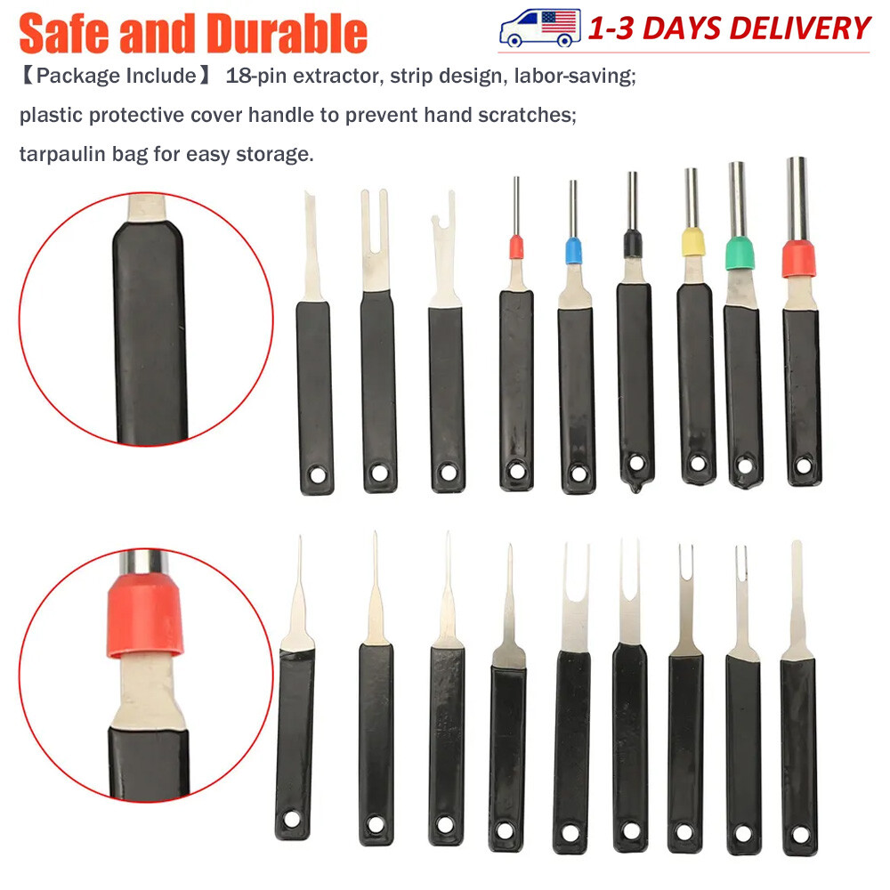 18pcs Terminal Removal Tool Car Wire Harness Plug Terminal Extractor Crimp Pin