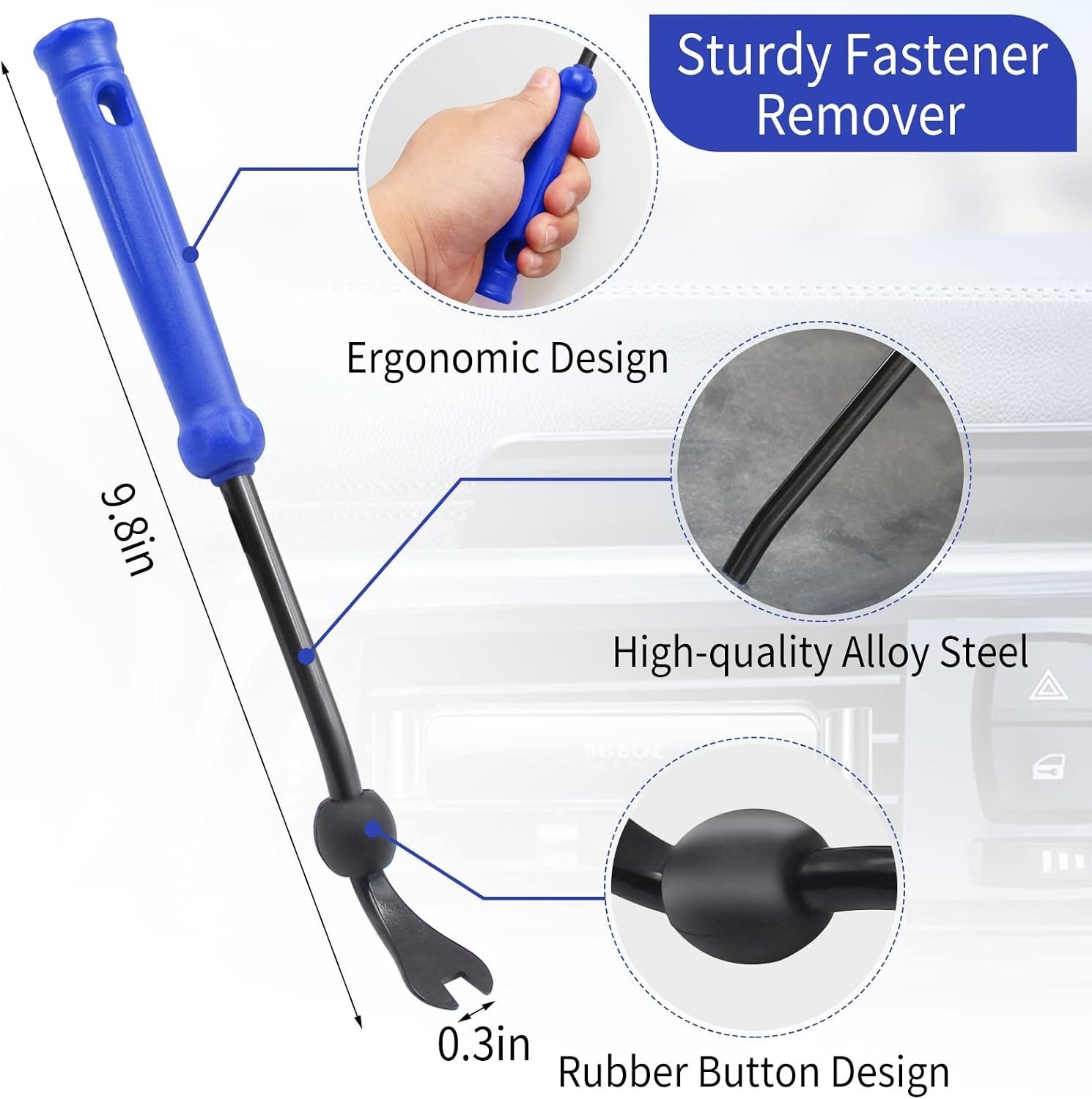 Auto Trim Removal Tool Kit 15 Pcs Car Panel Door Clip Fastener Pry Set Blue