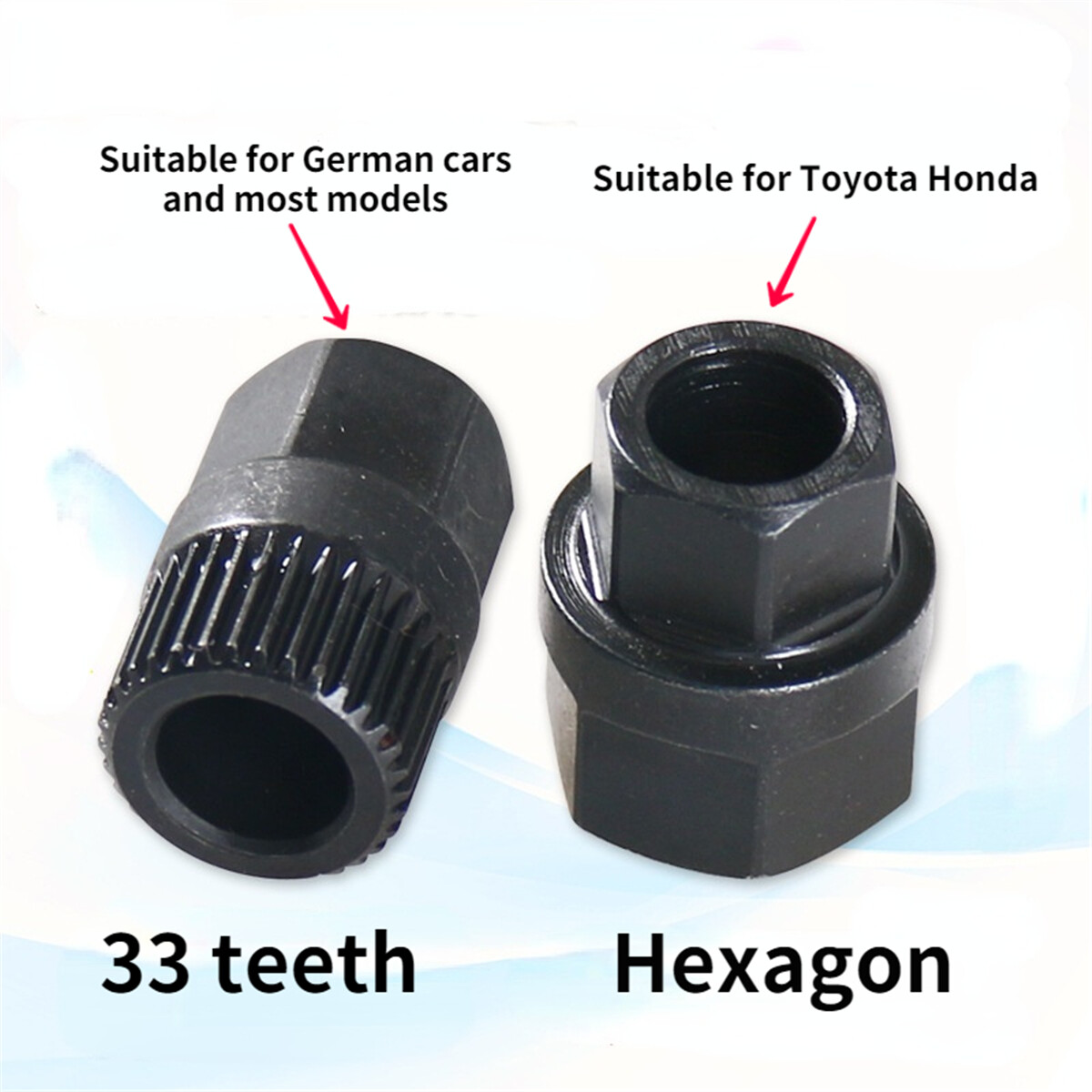 2x Alternator Clutch Free Wheel Pulley Removal Tool 33T Spline Hexagon Generator