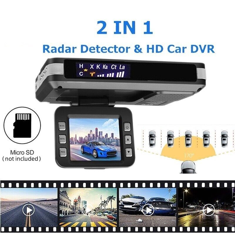 2 In 1 Car Dash Cam Video Speed Detector Camera Record DVR Radar Laser NO TF