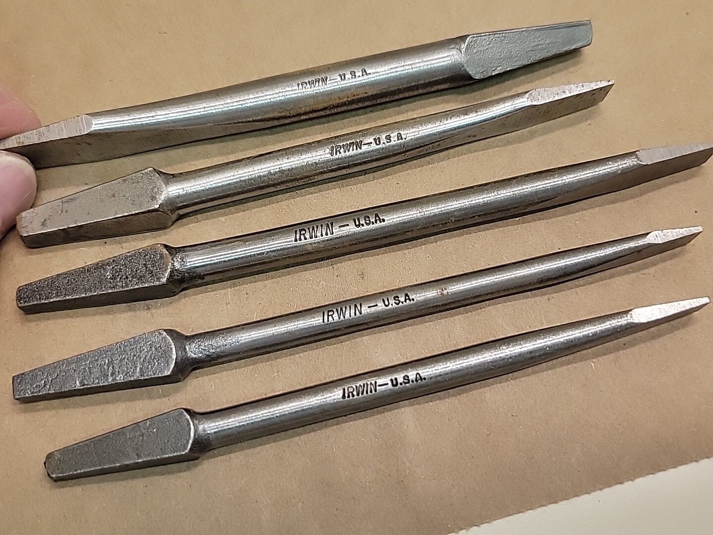Irwin Bit Brace Screwdriver Bit Set Flat Slot 5 Pc NOS USA