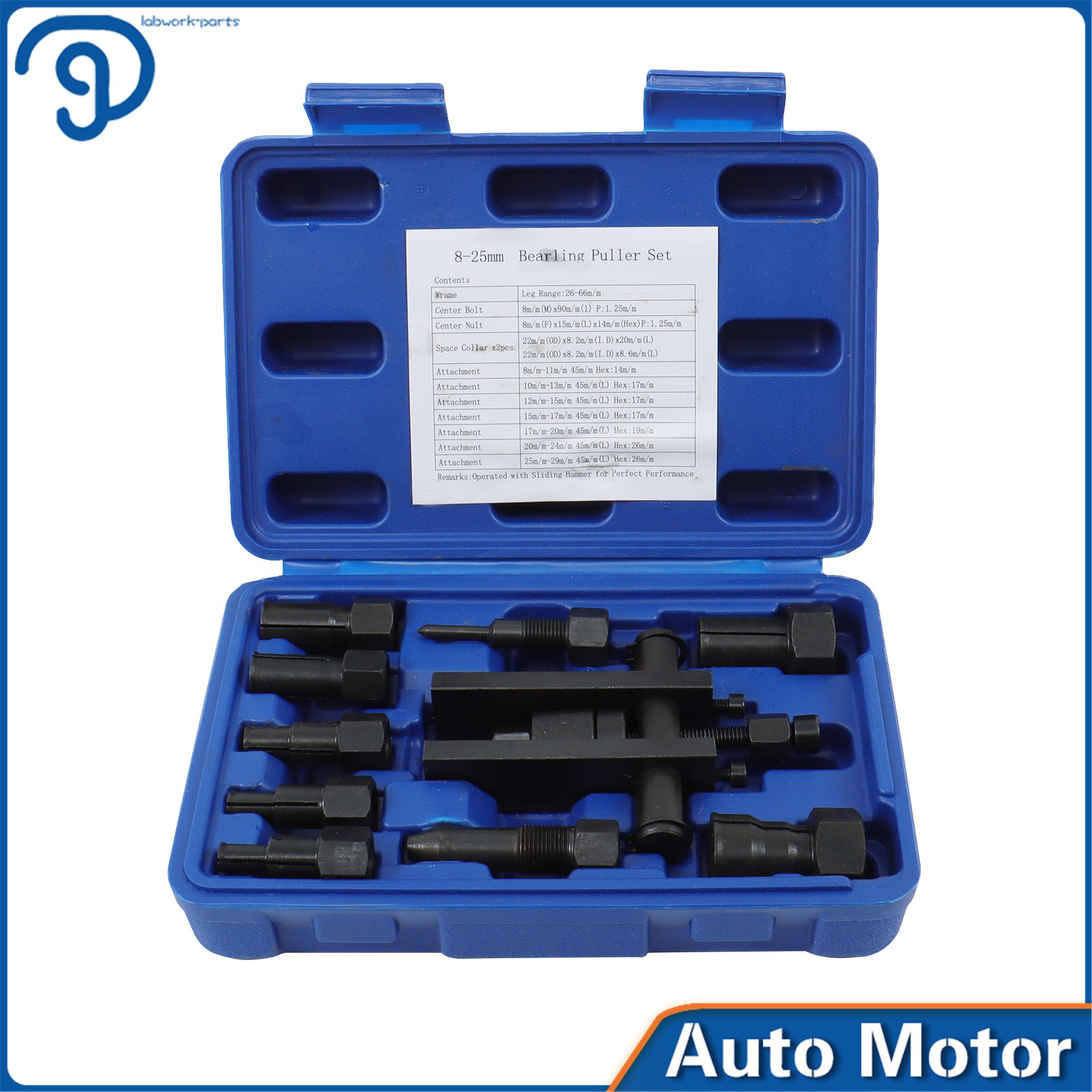 10pc 8-25mm Blind Hole Inner Bearing Puller Set Remover Slide Tool Internal Kit