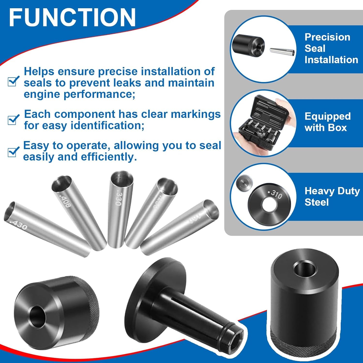 34720 Injector Seal Installer Kit 8Pcs Fit for Ford GM and Subaru Engines etc.