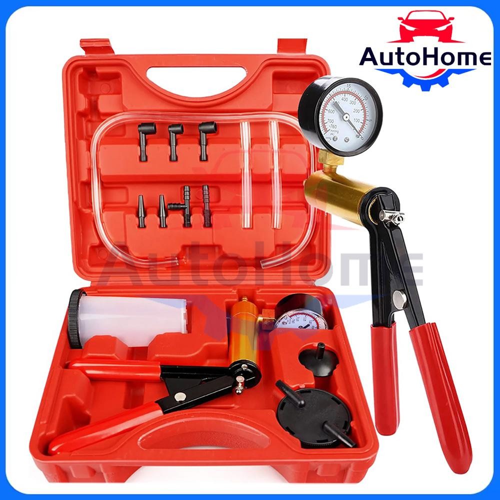 Hand Held Vacuum Pressure Pump Tester Set Brake Fluid Bleeder Bleeding Kit +Box