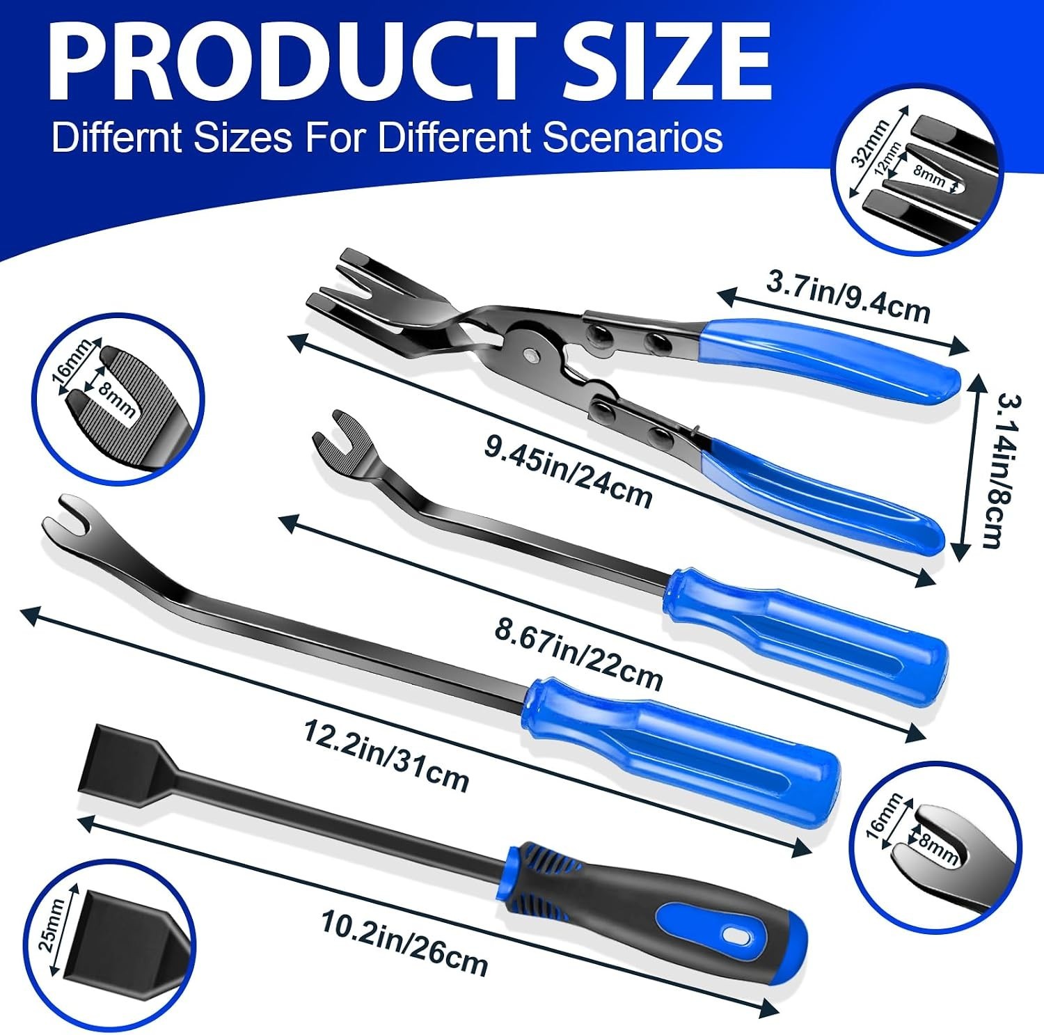17pc Hook Pick Trim Removal Tool Set Clip Plier Magnetic Pickup Kit Auto