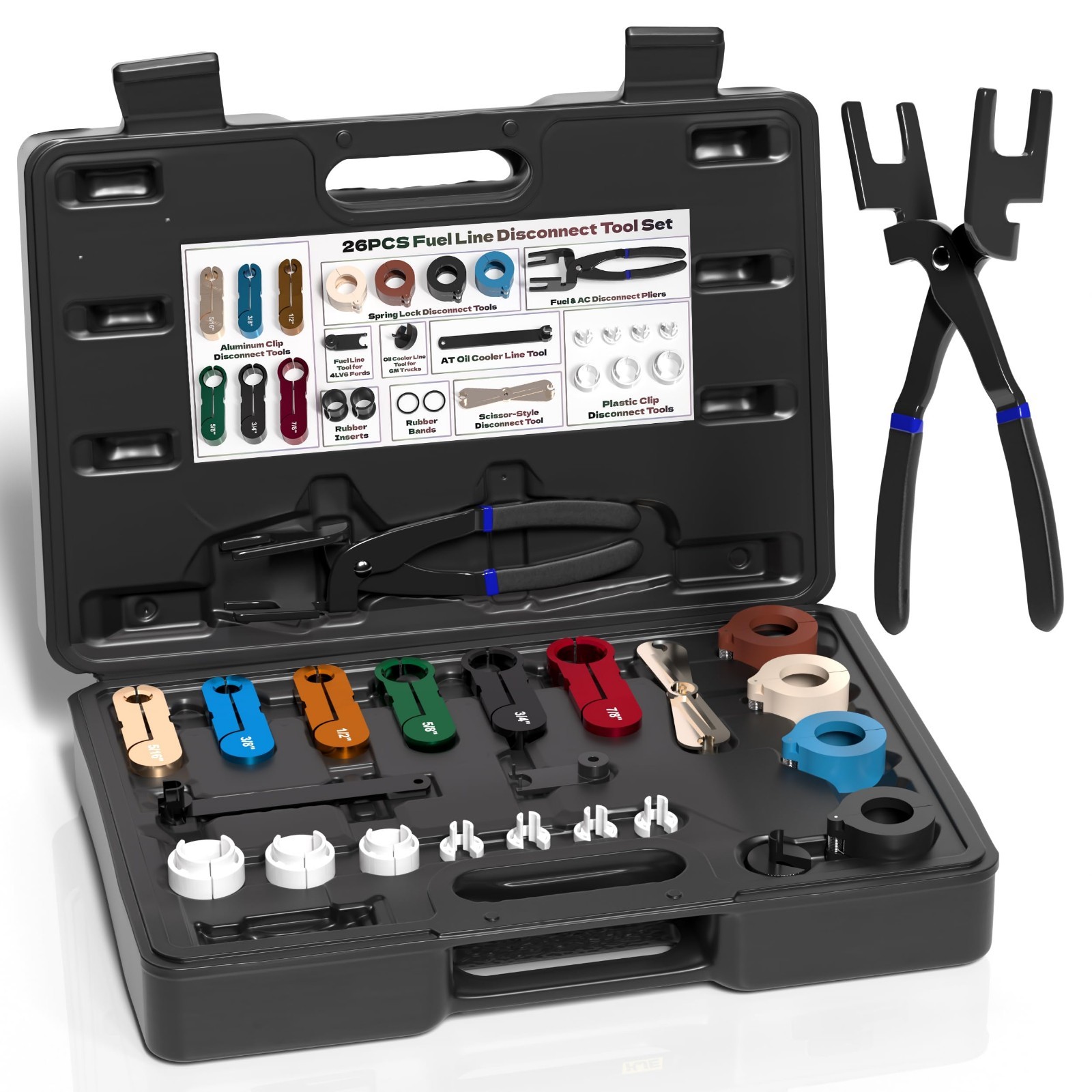 26PCS Fuel Line Disconnect Tool Set – A/C & Transmission Removal Pliers for GM,