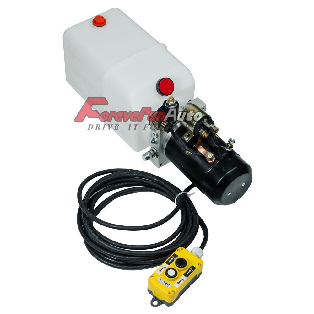 2200W DC 12V Volt 6 Quart Single Action Hydraulic Pump,High Power Dump Trailer