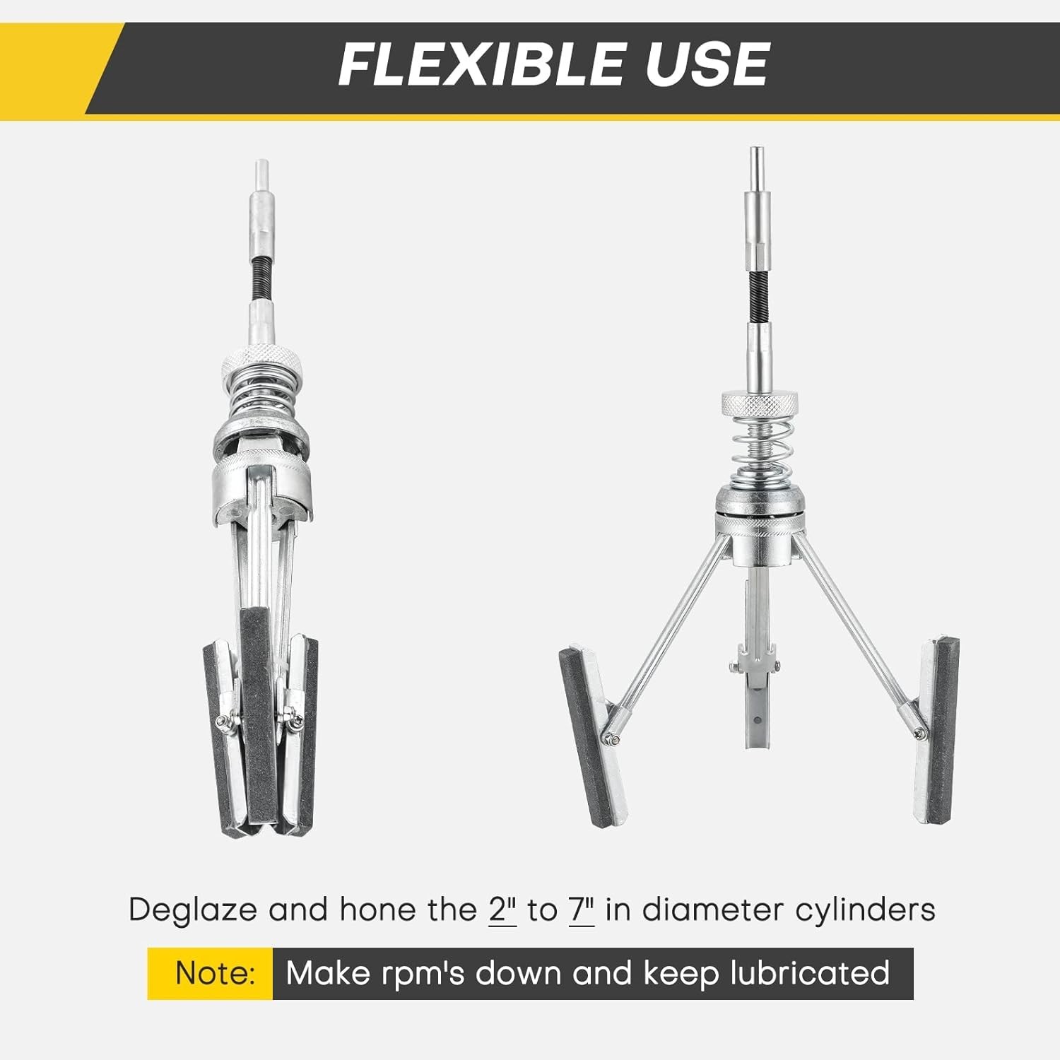 Engine Cylinder Hone Tool 2-7 Inch Adjustable Deglazer with 3PCS 220 Grit Stones
