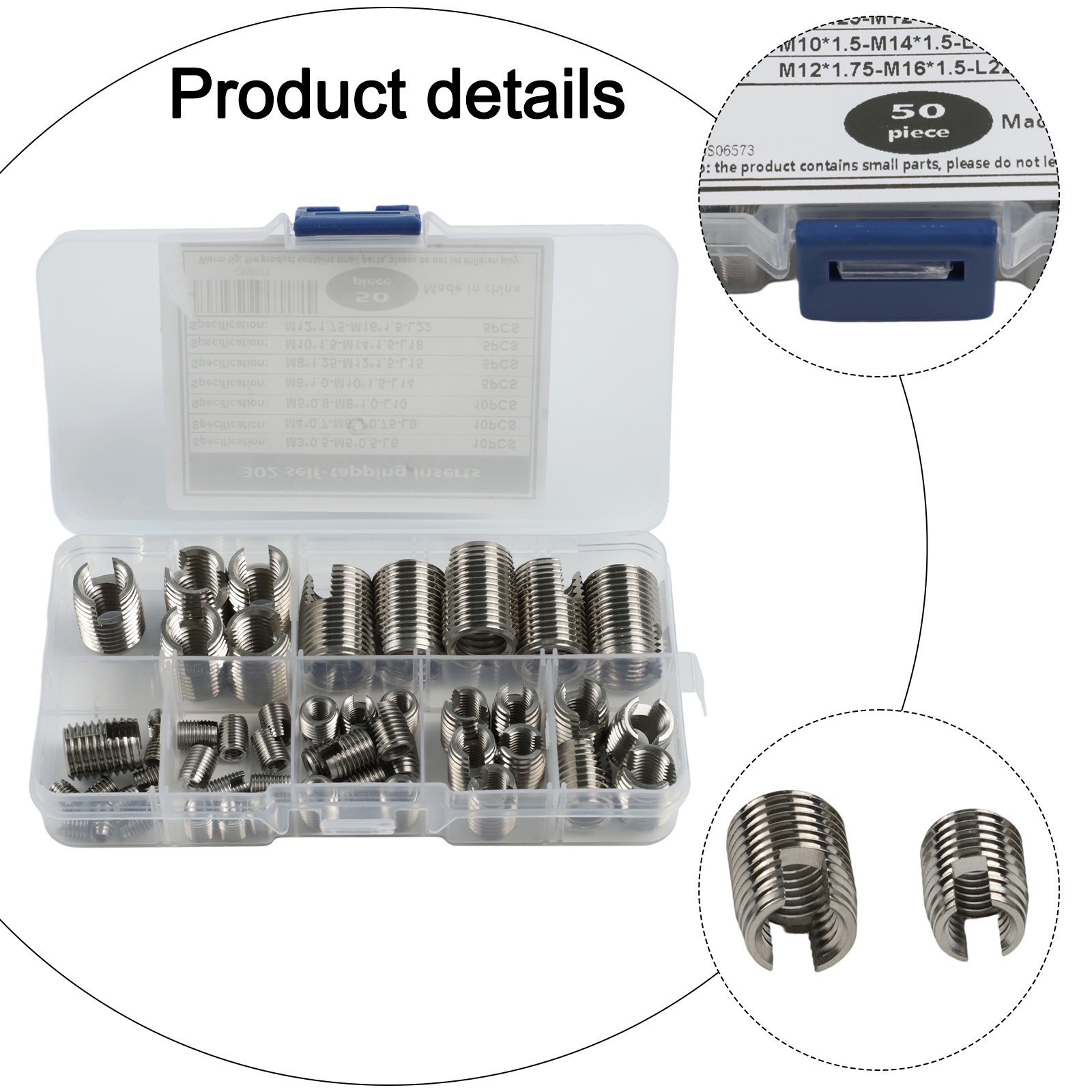 50 Pcs Stainless Steel Thread Inserts for M3 M5 M6 M8 for m10 Internal Repair