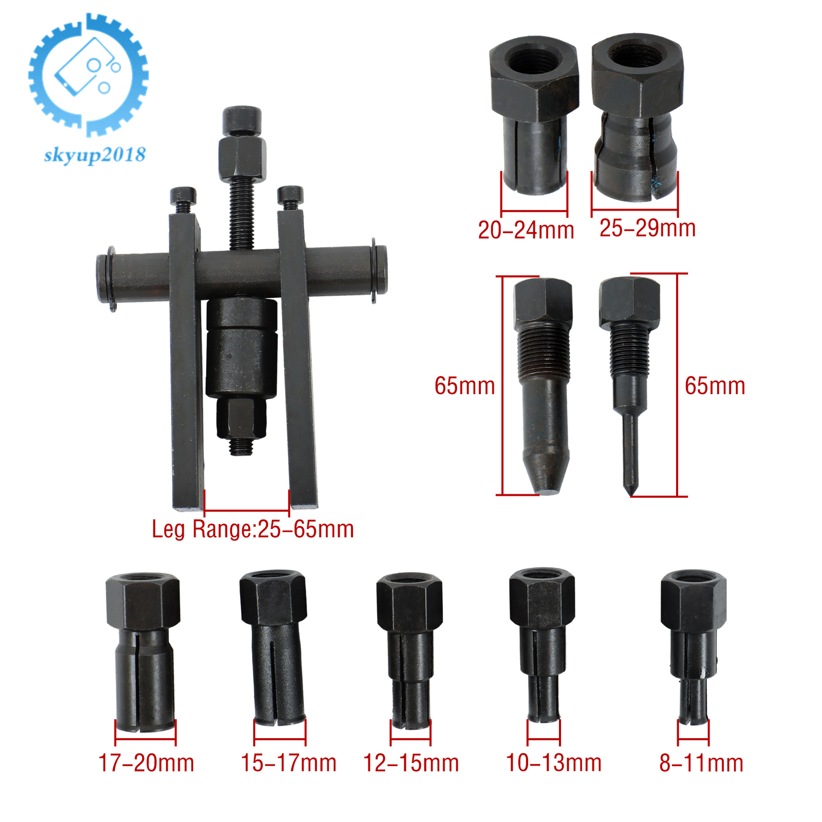 10 Piece Motorcycle Blind Inner Bearing Puller Tool Kit Removal Tool 8-25MM
