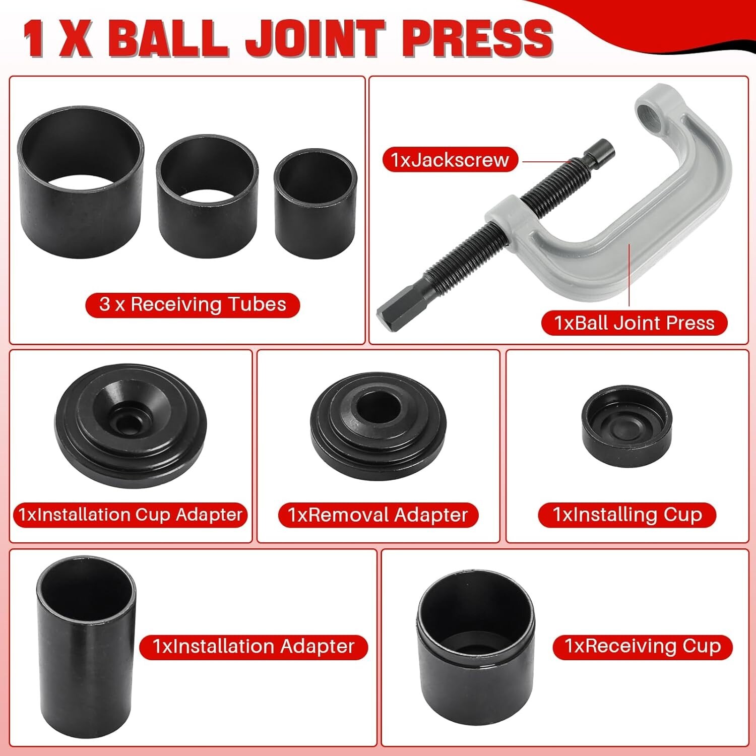 Heavy Duty Ball Joint Press Kit & U Joint Removal Tool with 4X4 Adapters for Mos