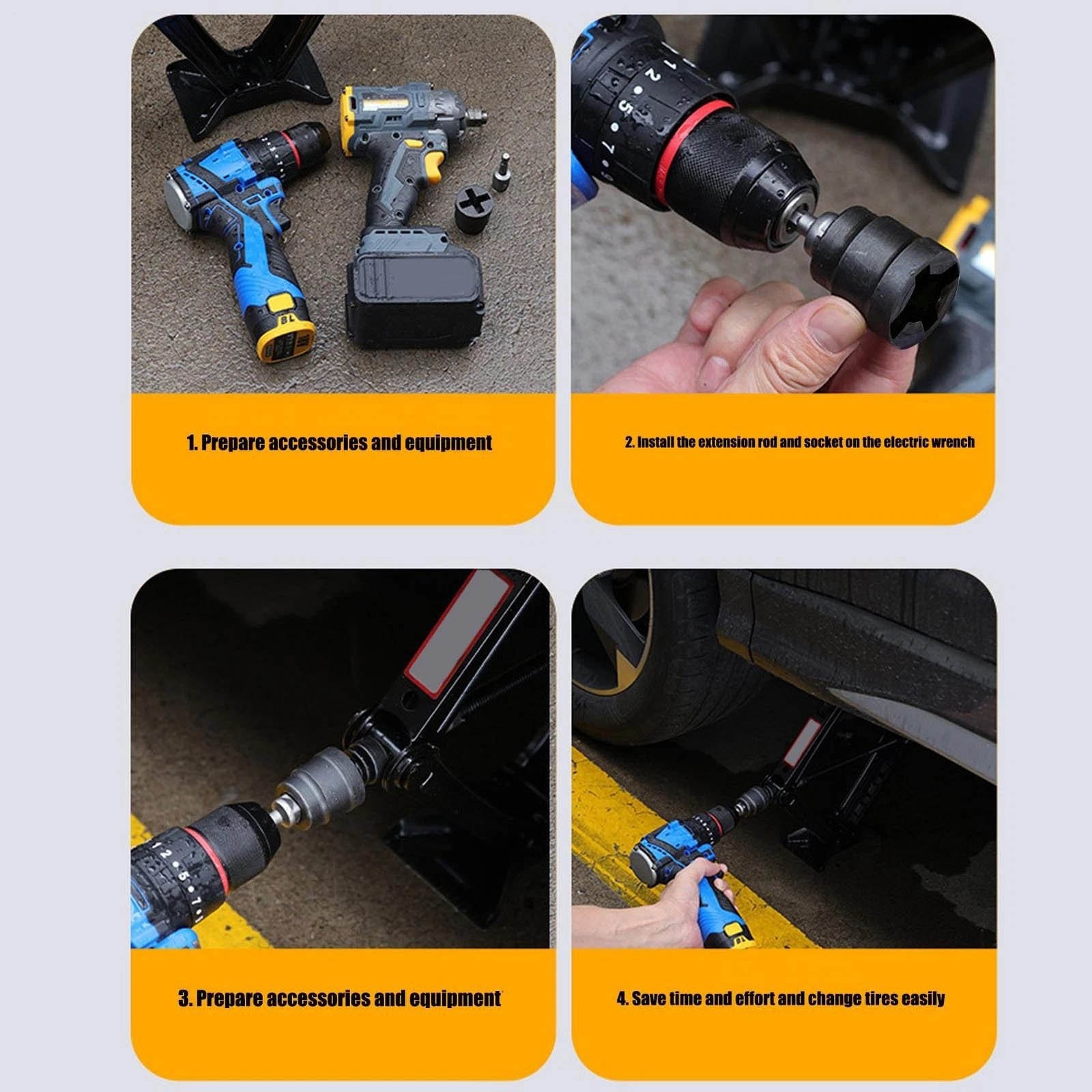 For Scissor Jack Socket Adapter, Power Drill Converter for Car RV Jack Lifting