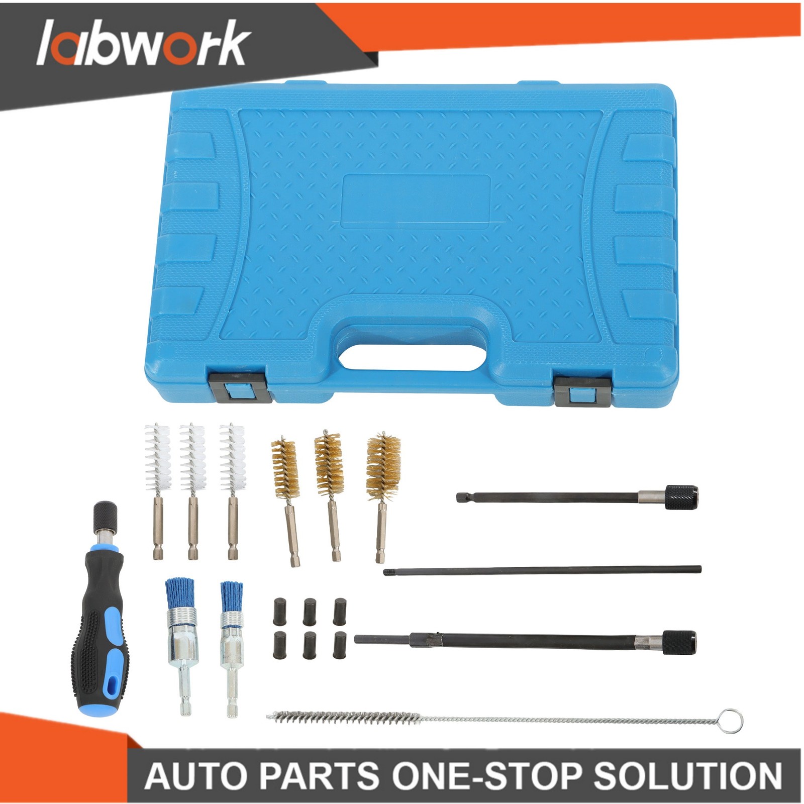 Labwork 19Pcs Diesel Injector Seat Cleaning Brush Tool Kit Engine Injectors