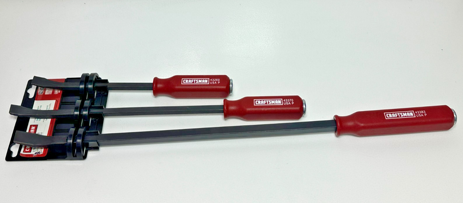 NEW Craftsman USA 43395 3pc RED Hard Handle Strike Cap Pry Bar Set – 12″ 17″ 25″